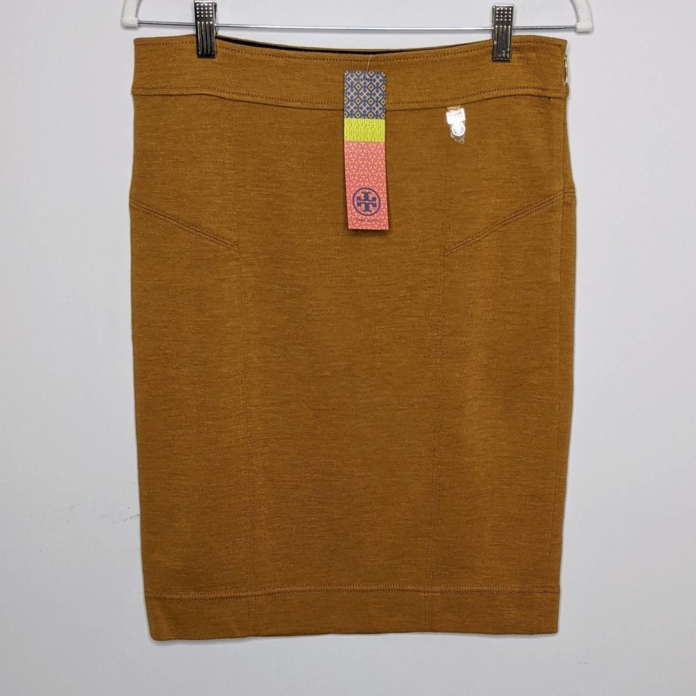 TORY BURCH • Yellow Spice Beverly Wool Blend Knit Pencil Skirt Sz Small - Picture 8 of 8